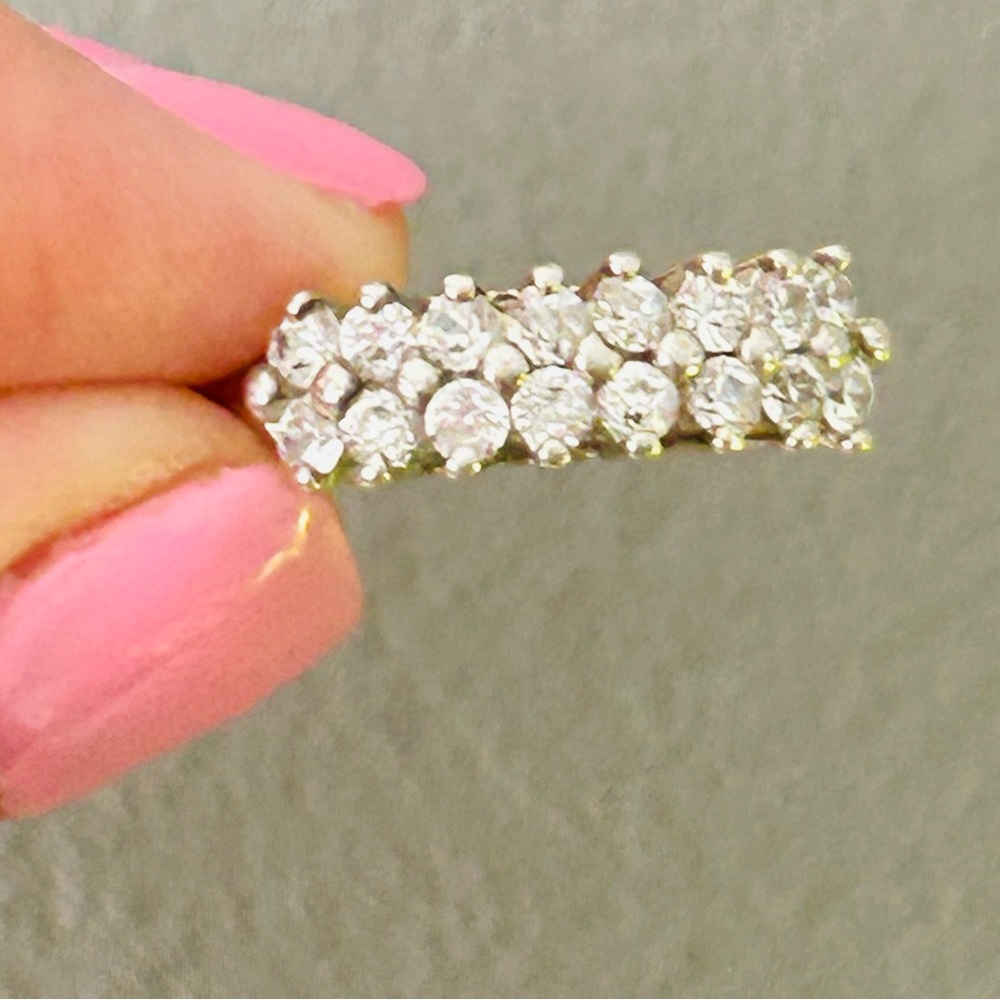 🩵💍 Gorgeous Vintage Sterling Silver (not plated) Two Row CZ Elegant Ring 💍Size 6